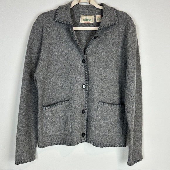 Vintage RedHead Grey Wool Collared Cardigan Sweater S - Picture 1 of 8
